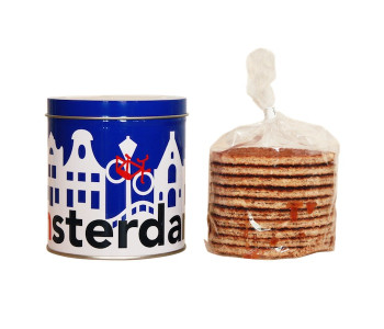I amsterdam tin of syrup waffles, canal houses