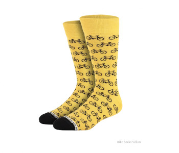 Bike socks yellow with black bikes from Heroes on Socks size 36 - 40