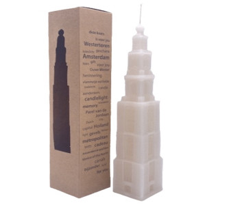 Candle Westertoren Amsterdam - 22 cm in white at Holland Design & Gifts