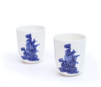 Mug Ship Delft Blue - Set of 2 - Hollandsche Waaren