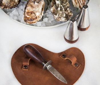 Oyster knife with leather glove from Brût Homeware 