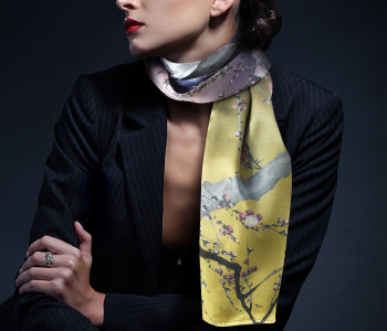 Two Japanese Prints from the Rijksmuseum Amsterdam are the inspiration for this beautiful silk Midnight Flowers scarf.