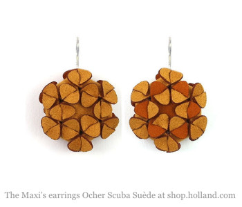 The Maxi's earrings ocher Scuba suède - gift for her