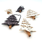 Mini Christmas Tree black and white set/5 with dots 