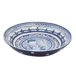 Deep, large, round bowl Delft Blond by Blond Amsterdam in blue white