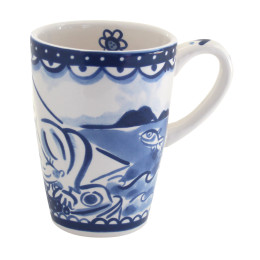 Cup XL Delft Blond in blue white by Blond Amsterdam with flower