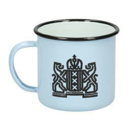 I amsterdam enamel mug, light blue, shield