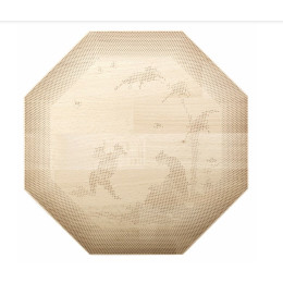 Wooden cheeseboard, octagonal with milled in motif from Rijksmuseum Amsterdam