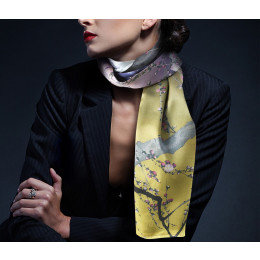 Two Japanese Prints from the Rijksmuseum Amsterdam are the inspiration for this beautiful silk Midnight Flowers scarf.