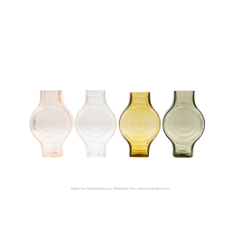The Infinite Round Vase Small is a striking appearance of 20 cm high, available in recycled clear glass, amber, smokey green, and blush pink.