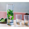 Stylish slim mouth-blown carafe in clear glass