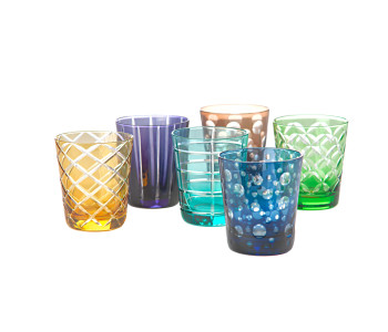 Pols Potten Tumbler van gekleurd glas, set van 6 verschillende - bijzonder cadeau idee