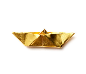 Origami boot broche goud van Turina sieraden bestel je bij shop.holland.com
