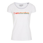I amsterdam regenboog T-shirt dames, wit, S