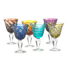 Pols Potten Wijnglas van gekleurd glas - set van 6 verschillende glazen