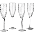 Pols Potten Champagneglazen - set van 4 verschillend geslepen glazen