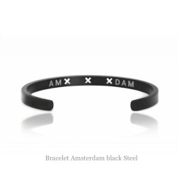 Amsterdam armband in zwart staal online bestellen? Voor 21:00 u besteld, morgen in huis. Bezoek snel shop.holland.com voor meer Dutch design sieraden.