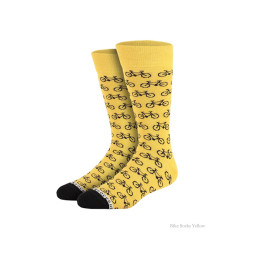Fiets sokken geel met zwarte fietsen van Heroes on Sock maat 36 - 40