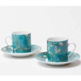 Dutch Design set van 2  porseleinen espressokopjes Vincent van Gogh amandelbloesem 