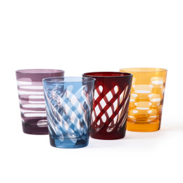 Pols Potten Tumbler van gekleurd glas, set van 6 verschillende - bijzonder cadeau idee