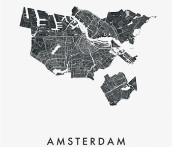 Stadtplan Amsterdam Design Wanddekoration von IXXI S 80x120 cm – charakteristische Teil von Amsterdam an der Wand 
