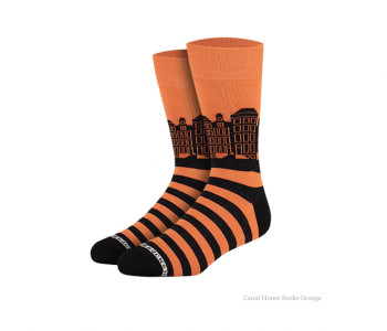 Kanalhaussocken von Heroes on Socks in Orange - ein schönes Geschenk für Ihm
