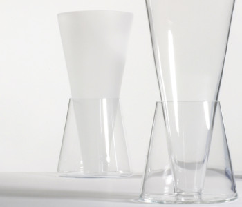 Design-Doppelvase matt klar Glas Willem Noyons zwei Teile