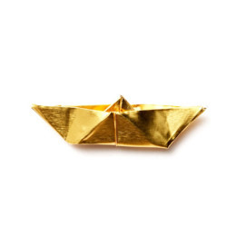 Origami Bootsbrosche Gold von Turina Schmuck kaufen Sie bei hollanddesignandgifts.com/de/